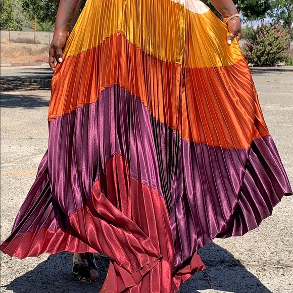 NWT  MULTICOLORED PLEATED SKIRT - Picture 3 of 3